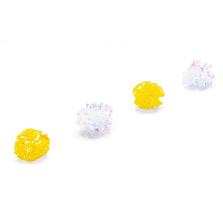 Beeztees Kitten Krinkel Balletjes Evy - Kattenspeelgoed - Geel, Transparant - 5 cm - 4 Stuks 5x5x5
