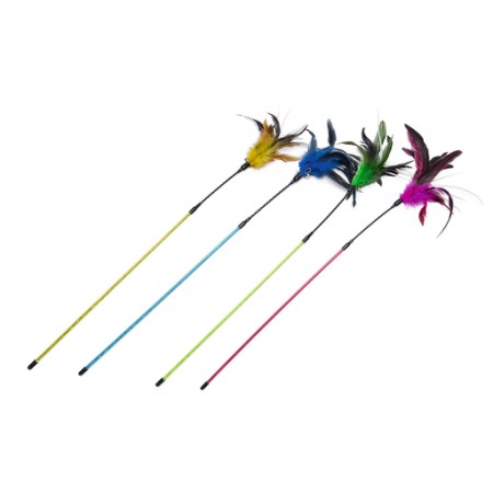 Beeztees Kattentickler Gekleurde Veren - Kattenspeelgoed - Assorti - 40 cm 68X0,6X0,06