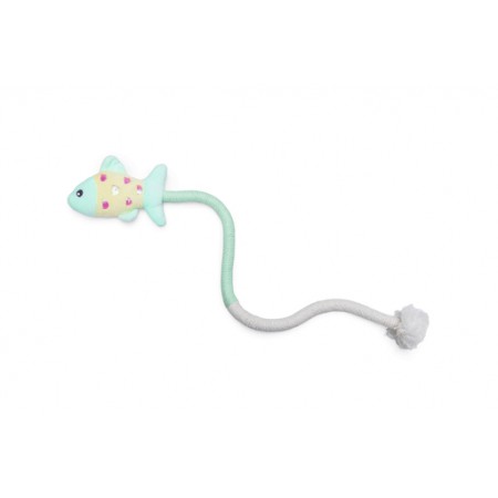 Beeztees Kitten Vis met Touw Roxy - Kattenspeelgoed - Pluche - Katoen - 7x60x3 cm 60x7x3
