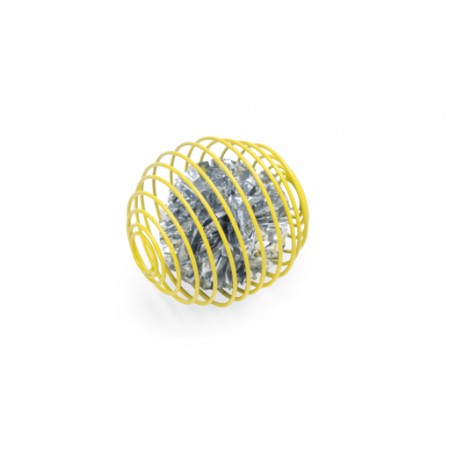 Beeztees Kitten Springbal - Kattenspeelgoed - Metaal/plastic - Geel/zilver - 6,5x5,5x5,5 cm 6.5x5.5x5.5