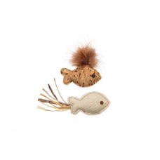 Beeztees Catnip Visje Sadie - Kattenspeelgoed - Pluche - Bruin - 2 stuks -10x10x1,5 cm 10x10x1.5