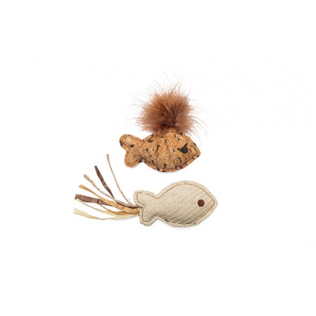 Beeztees Catnip Visje Sadie - Kattenspeelgoed - Pluche - Bruin - 2 stuks -10x10x1,5 cm 10x10x1.5