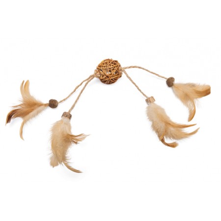 Beeztees Catnip/Matatabi Bal met Veertjes Tipy - Kattenspeelgoed - Bruin - 41x4,5x4,5 cm 41x4.5x4.5