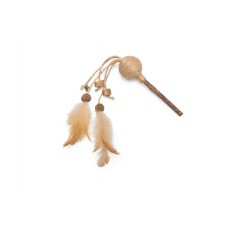 Beeztees Catnip/Matatabi Bal met Veer Juto - Kattenspeelgoed - Bruin - 32x4x4 cm 32x4x4