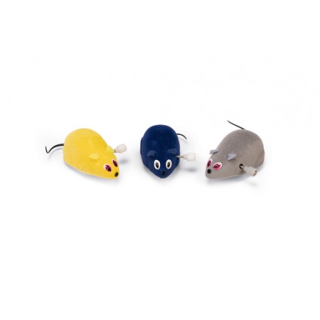 Beeztees Opwindmuis - Kattenspeelgoed - Mini - Fluweel - Assorti - 6,5x5x3 cm 6.5x5x3