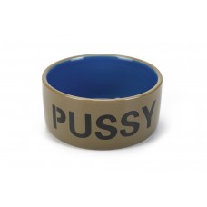Beeztees Poezenbak Pussy - Kattenvoerbak - Beige/Blauw - 11,5 cm