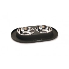 Beeztees - Dinerset Hond - RVS/Silicone - Antraciet - 2x160 ml 