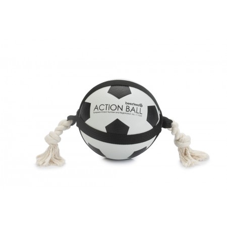 Beeztees Action Voetbal Met Touw - Hondenspeelgoed - 19 cm DIA B