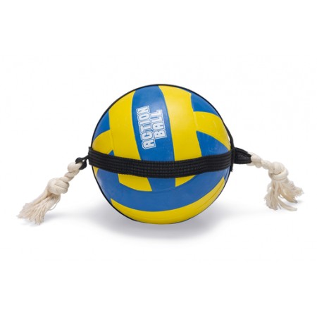 Beeztees Action Volleybal met Touw - Hondenspeelgoed - Rubber - Blauw/Geel - 48x20,4x20,4cm 20,4X20,4X20,4CM