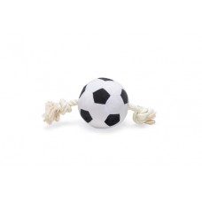 Beeztees Voetbal met Touw - Hondenspeelgoed - Pluche - Zwart/Wit - 27x13x13cm 27x13x13