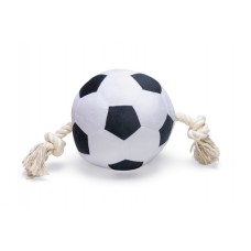 Beeztees Voetbal met Touw - Hondenspeelgoed - Pluche - Zwart/Wit - 36x19x19cm 36X19X19CM