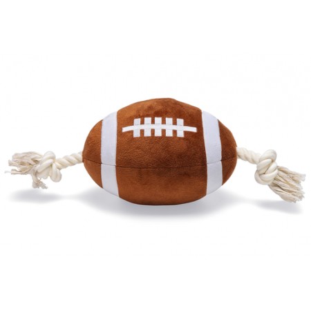 Beeztees Rugbybal met Touw - Hondenspeelgoed - Pluche - Bruin - 37x15x15cm 37X15X15CM