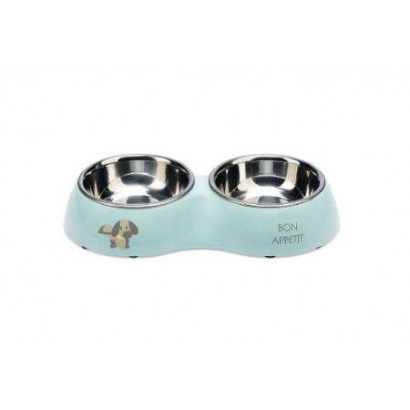 Beeztees Puppy Droppy - Dinerset Hond - Plastic/RVS - Groen - 27x14x4,5 cm - 2x 160 ml 127 X 14 X 4,5