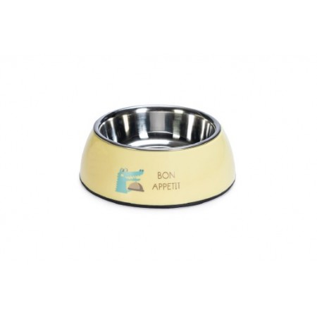 Beeztees Puppy Kroky - Hondenvoerbak - Plastic/RVS - Geel - 18x18x6,5 cm - 350 ml 118 X 18 X 6,5