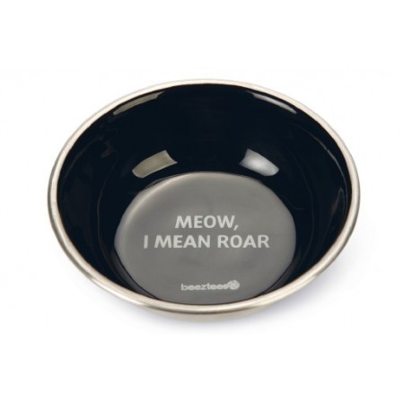 Beeztees Voer- en Drinkbak Roar - Kat - RVS - Zwart -13x13x4 cm - 350 ml 13X13X4