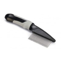 Beeztees Verzorgingskam Roterende Tanden - Hondenverzorging - Grof -  Zwart/Grijs - 21x5,5x3 cm 21x1.3x5.8