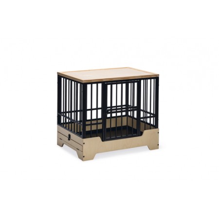 Designed by Lotte Bench Quirine - Hondenbench - Zwart - Metaal/Hout - M - 81x57x71 cm 81x57x71