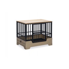 Designed by Lotte Bench Quirine - Hondenbench - Zwart - Metaal/Hout - L - 92x62x76 cm 92x62x76