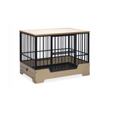 Designed by Lotte Bench Quirine - Hondenbench - Zwart - Metaal/ Hout - XL - 112x73x85 cm 112x73x85