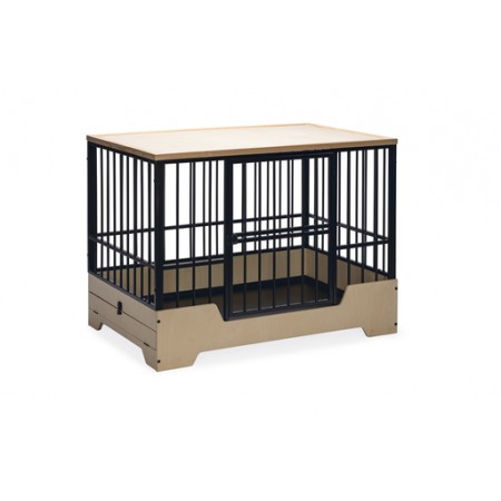 Designed by Lotte Bench Quirine - Hondenbench - Zwart - Metaal/ Hout - XL - 112x73x85 cm 112x73x85