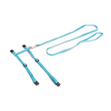 Beeztees Uni - Kattentuig met lijn - Nylon - Lichtblauw - 27-45 cm x 10 mm 