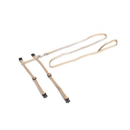 Beeztees Uni - Kattentuig met lijn - Nylon - Beige - 27-45 cm x 10 mm 