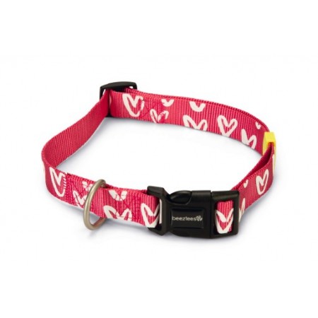 Beeztees Heart - Halsband Hond - Nylon - Roze - 48-70cmx25mm 48 - 70 CM X 25 MM