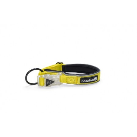 Beeztees Safety Gear Parinca Premium - Hondenhalsband - LED - Nylon - Geel - 30-35 cm x 20 mm 30-35X2