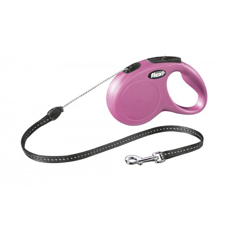 Flexi New Classic - Hondenriem - Koord - Roze - S - 5M 5 MTR, MAX 12 KG