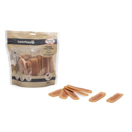 Beeztees Kipfilet Strips met eend - Hondensnack - 900 gr 11,5X4X0,5CM