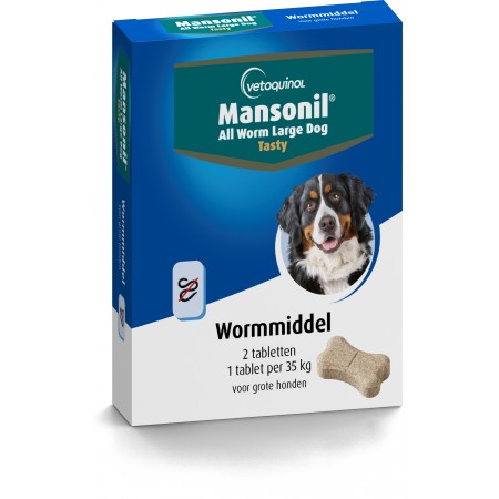 Mansonil all worm dog tasty bone 2 tablet grote hond